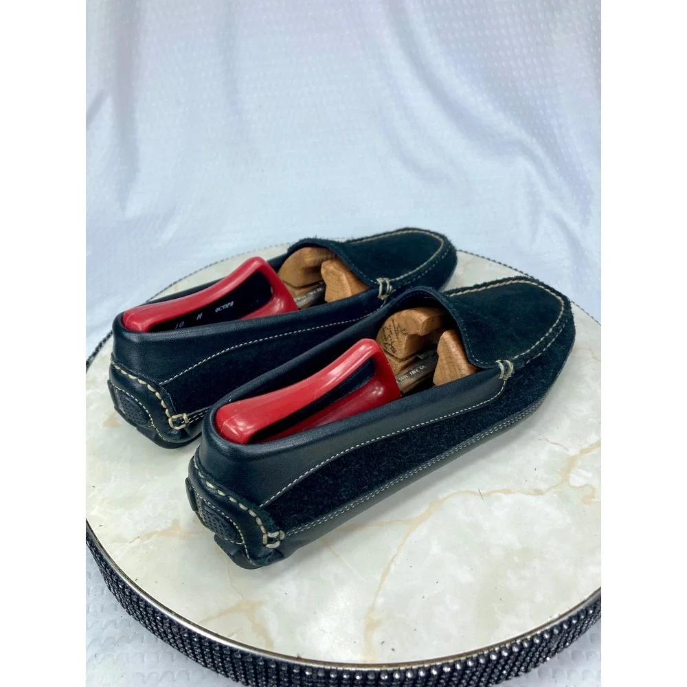 L.L. Bean Suede Leather Driving Loafers Womens Sz 10 Black Moc Toe Slip On Shoes